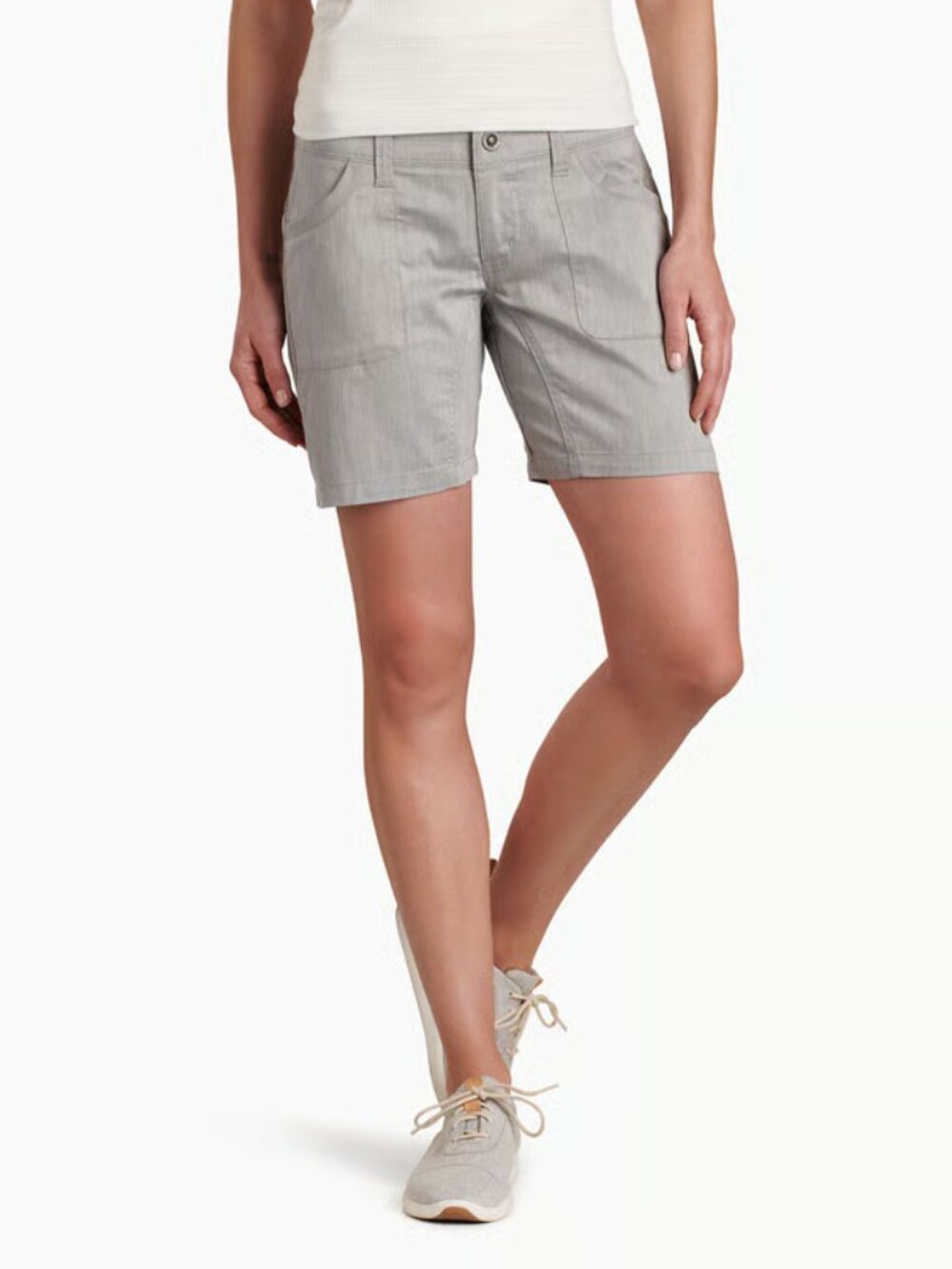 Kuhl • Cabo UPF 50 Linen 6" Mid Rise Cotton Shorts in Light Ash Gray • Size 6